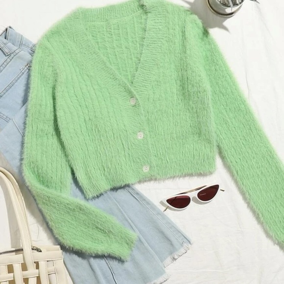 SHEIN Sweaters - SHEIN Fuzzy Cropped Cardigan Size M